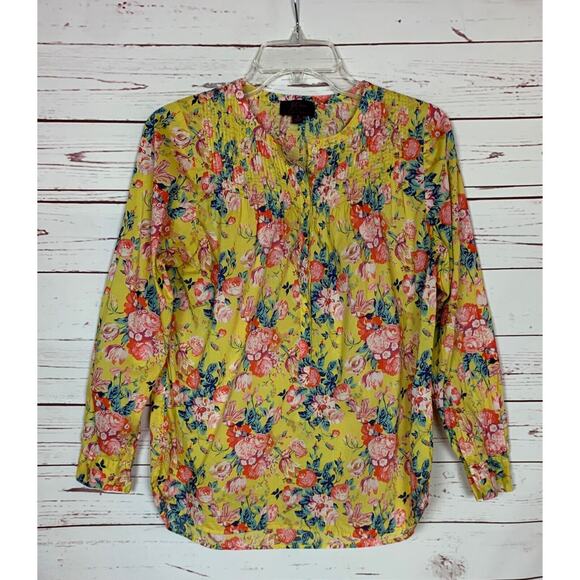 J.CREW Tops - J.Crew Liberty Fabrics Women's Size 2 Yellow Floral Long Sleeve Button Top Shirt